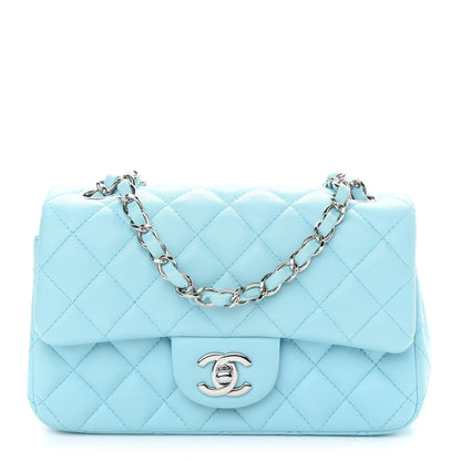 Chanel Lambskin Quilted Mini Rectangular Flap Neon Blue 1 of 9