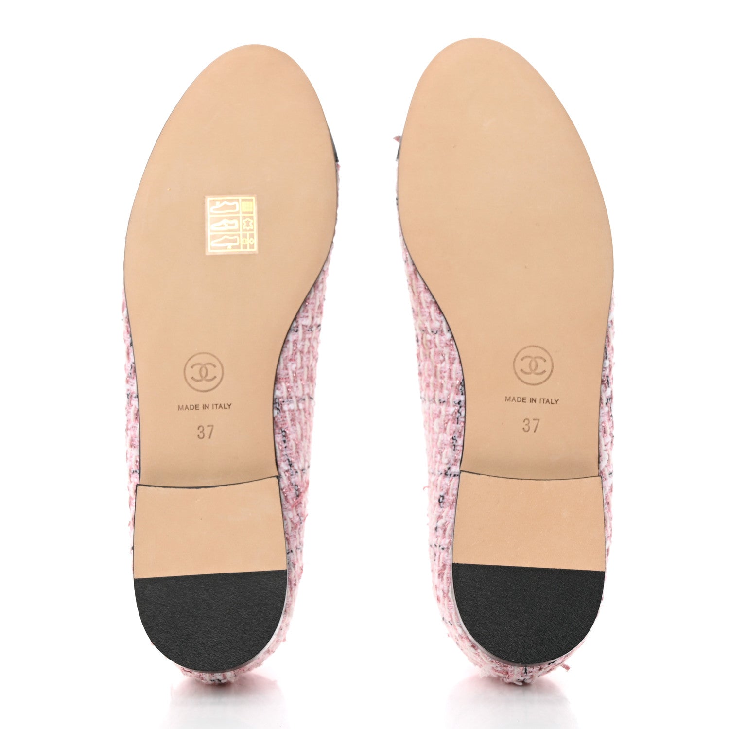 Chanel Tweed Grosgrain Cap Toe Ballerina Flats 37 Pink Black 5 of 9