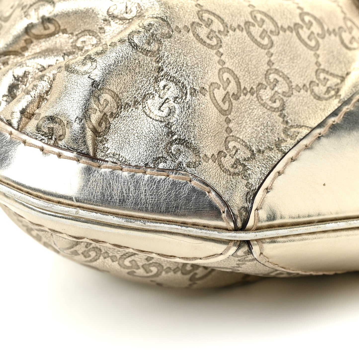 Metallic Guccissima Queen Bow Hobo Platinum