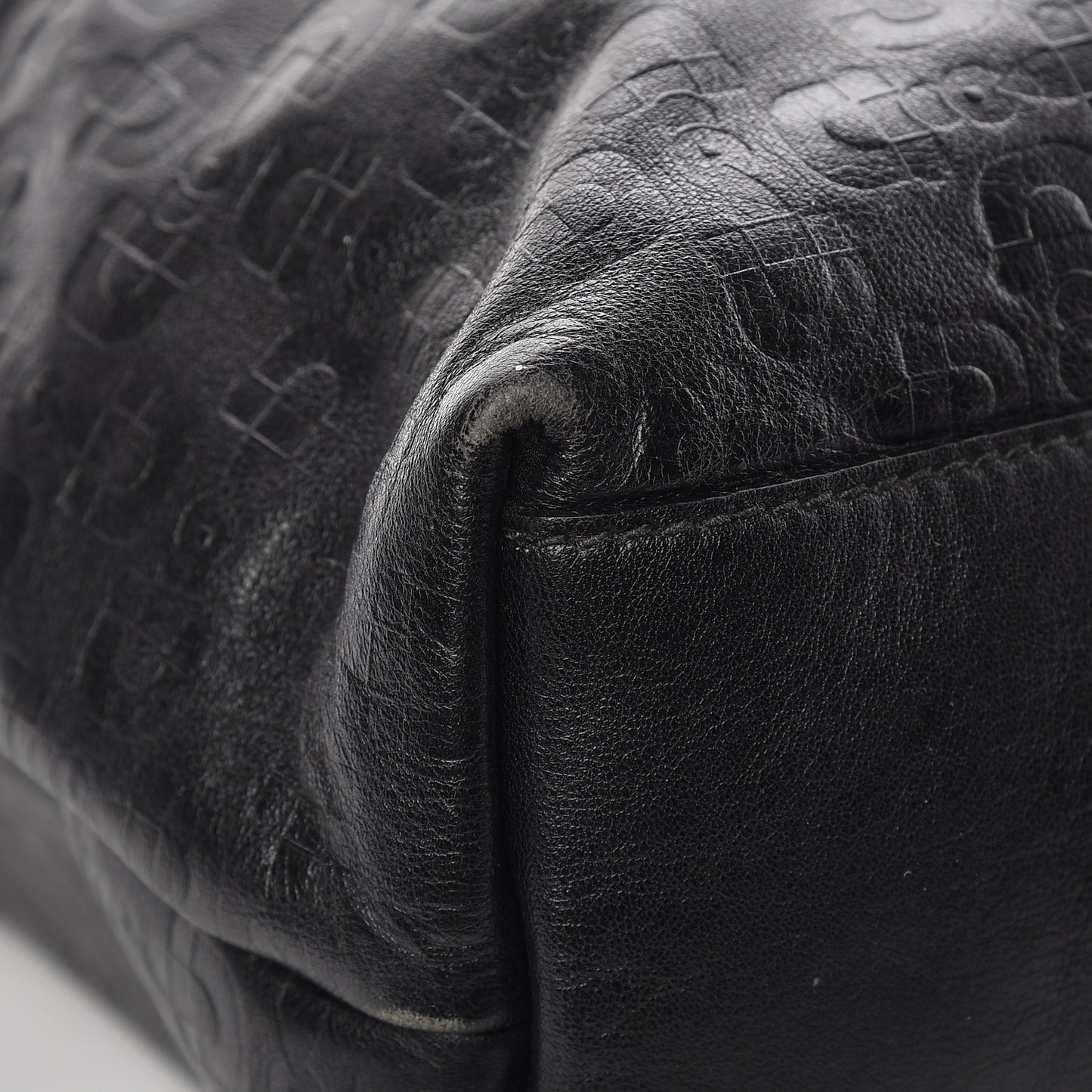 Calfskin Horsebit Embossed Large Tote Black