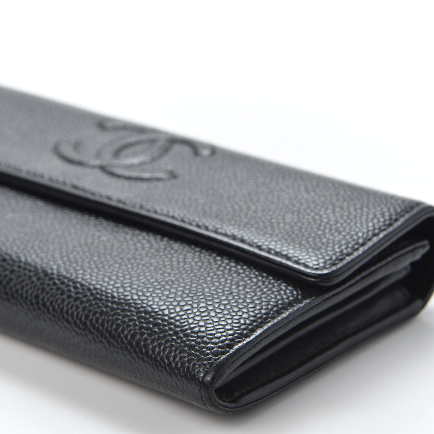 Caviar Timeless CC Large Gusset Flap Wallet Black