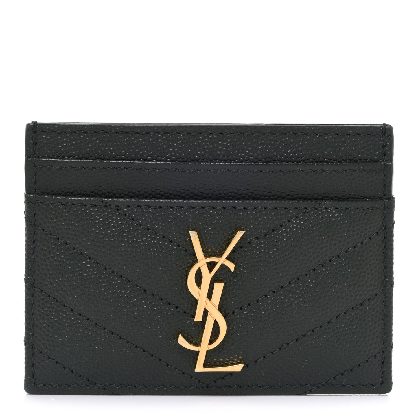 Grain De Poudre Matelasse Chevron Monogram Credit Card Case Peacock Green
