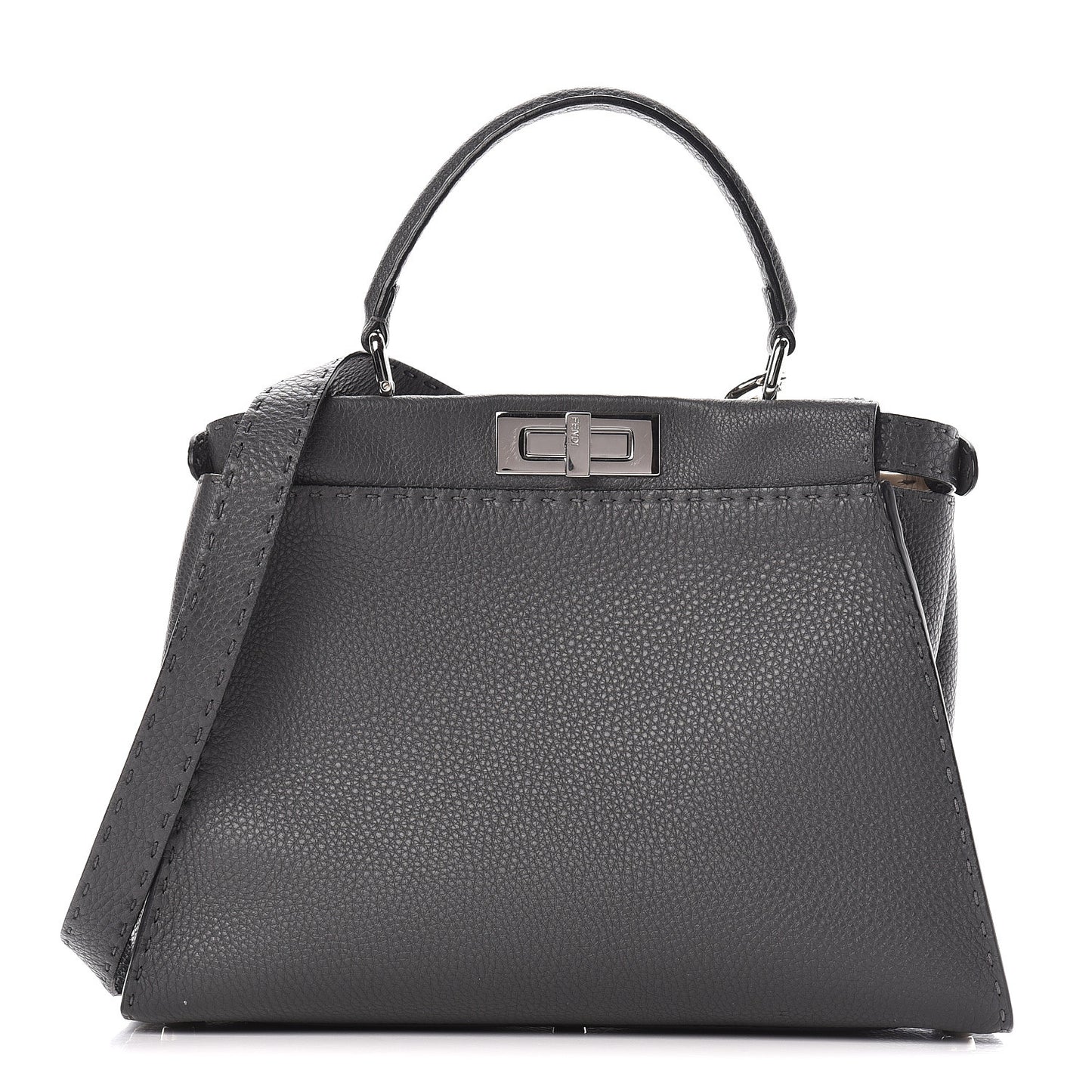 Cuoio Romano Selleria Bi-Color Medium Peekaboo Iconic Satchel Asfalto Latte