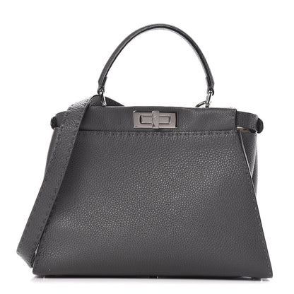 Fendi Cuoio Romano Selleria Bi-Color Medium Peekaboo Iconic Satchel Asfalto Latte 3 of 22