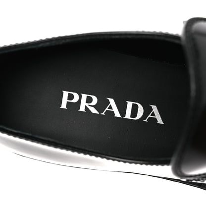Prada Spazzolato Metal Triangle Logo 50mm Loafers 36 Black 9 of 11