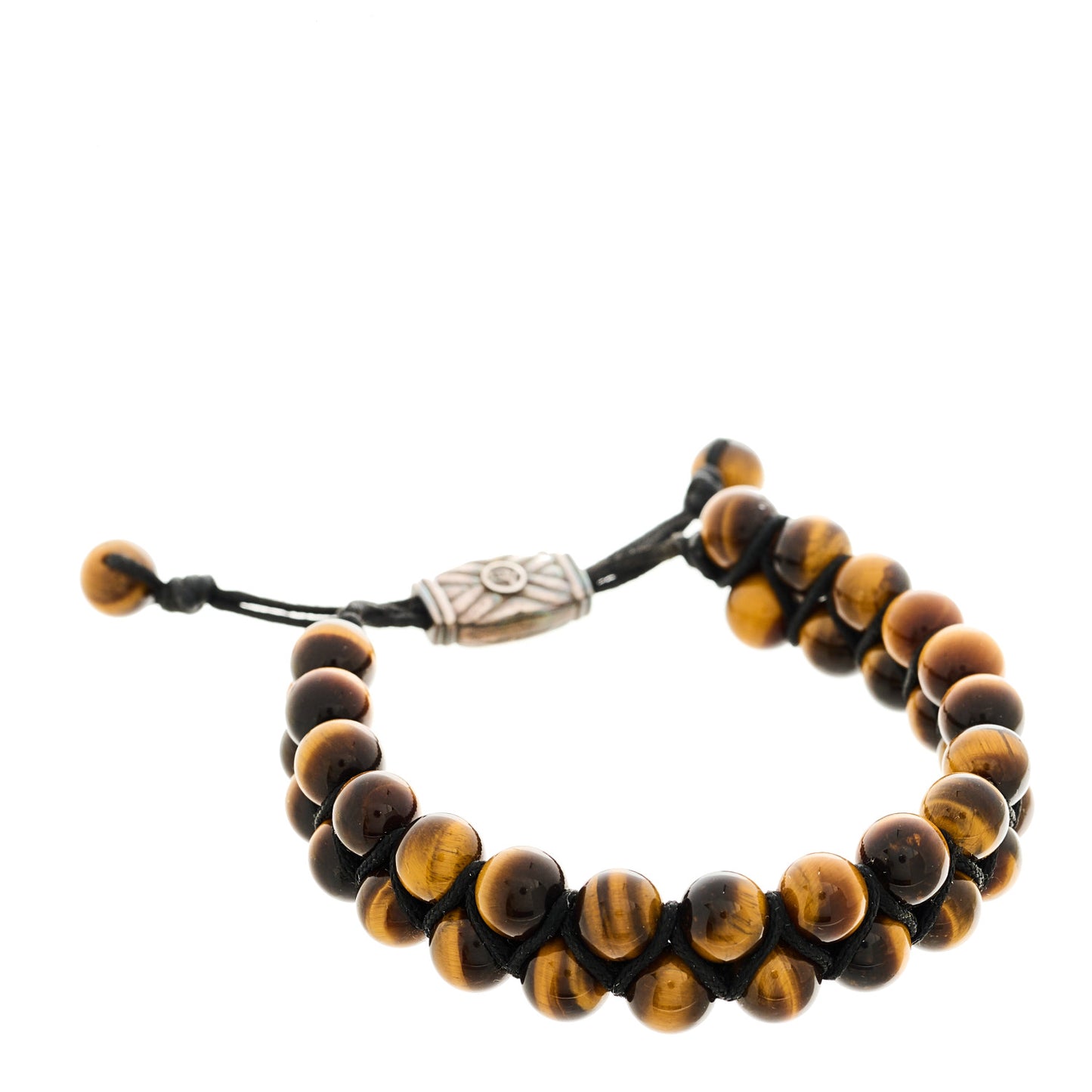 Sterling Silver Tiger's Eye Two Row 8mm Spiritual Beads Bracelet