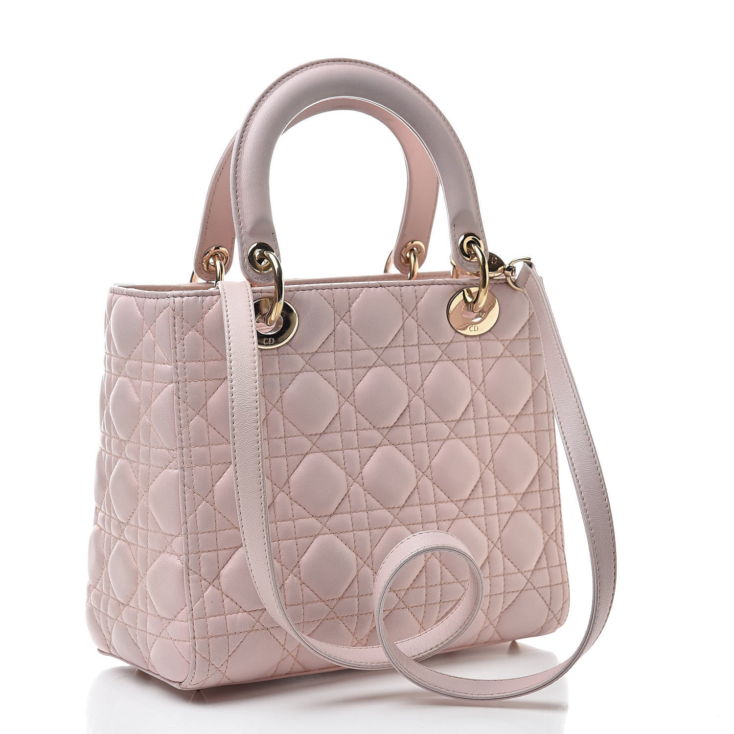 Christian Dior Lambskin Cannage Medium Lady Dior Light Pink 3 of 14