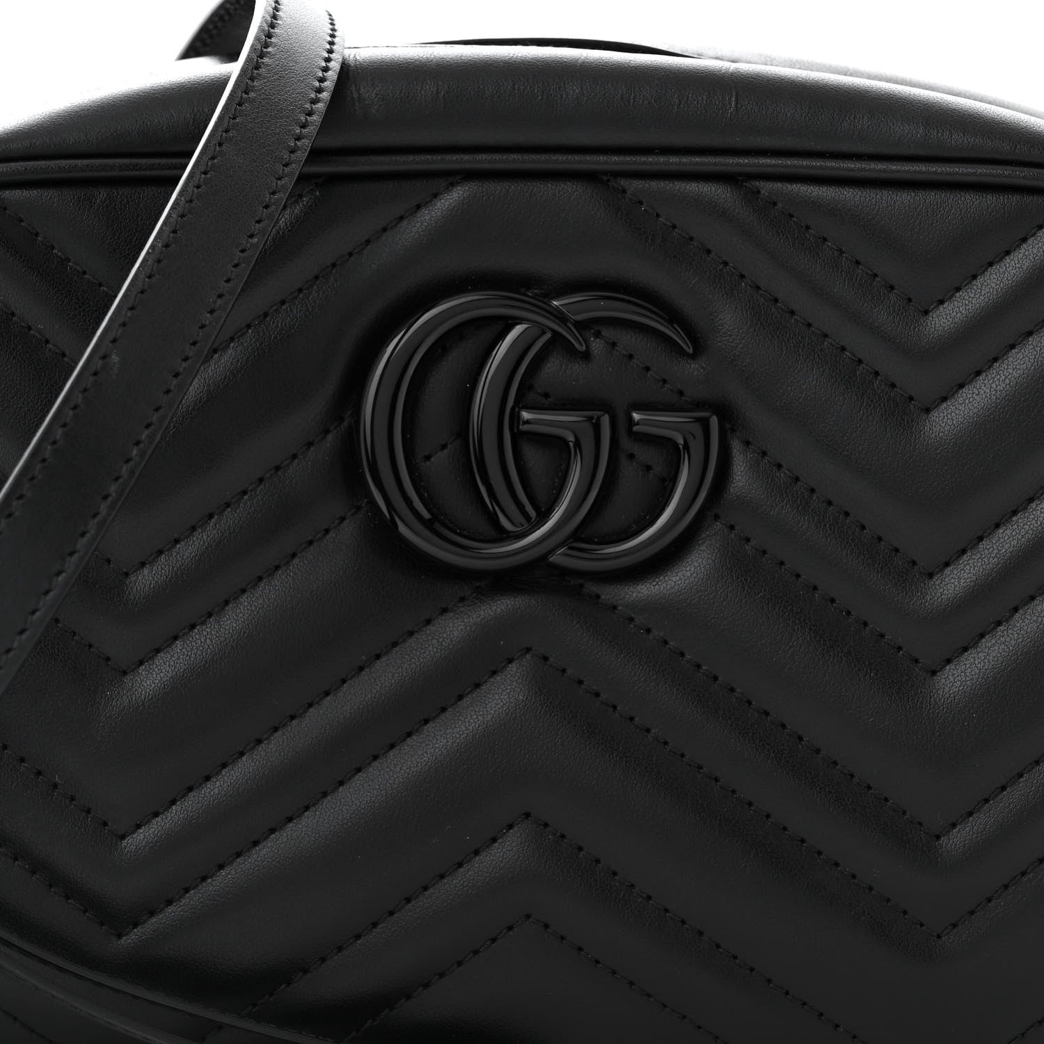 Gucci Calfskin Matelasse Monochrome Small GG Marmont Chain Shoulder Bag Black 8 of 11