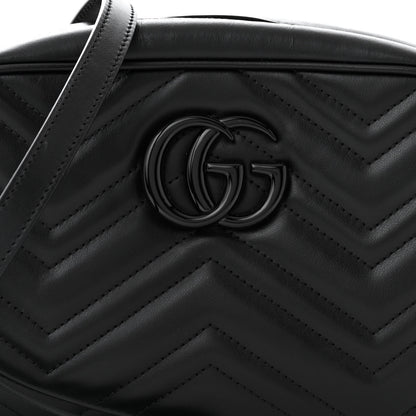 Gucci Calfskin Matelasse Monochrome Small GG Marmont Chain Shoulder Bag Black 8 of 11
