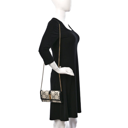 Gucci Azalea Calfskin GG Monogram Bi-Color Debossed Jackie 1961 Chain Wallet Mystic White Black 3 of 9
