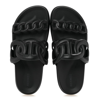 Hermes Nappa Extra Sandals 38 Black 2 of 9