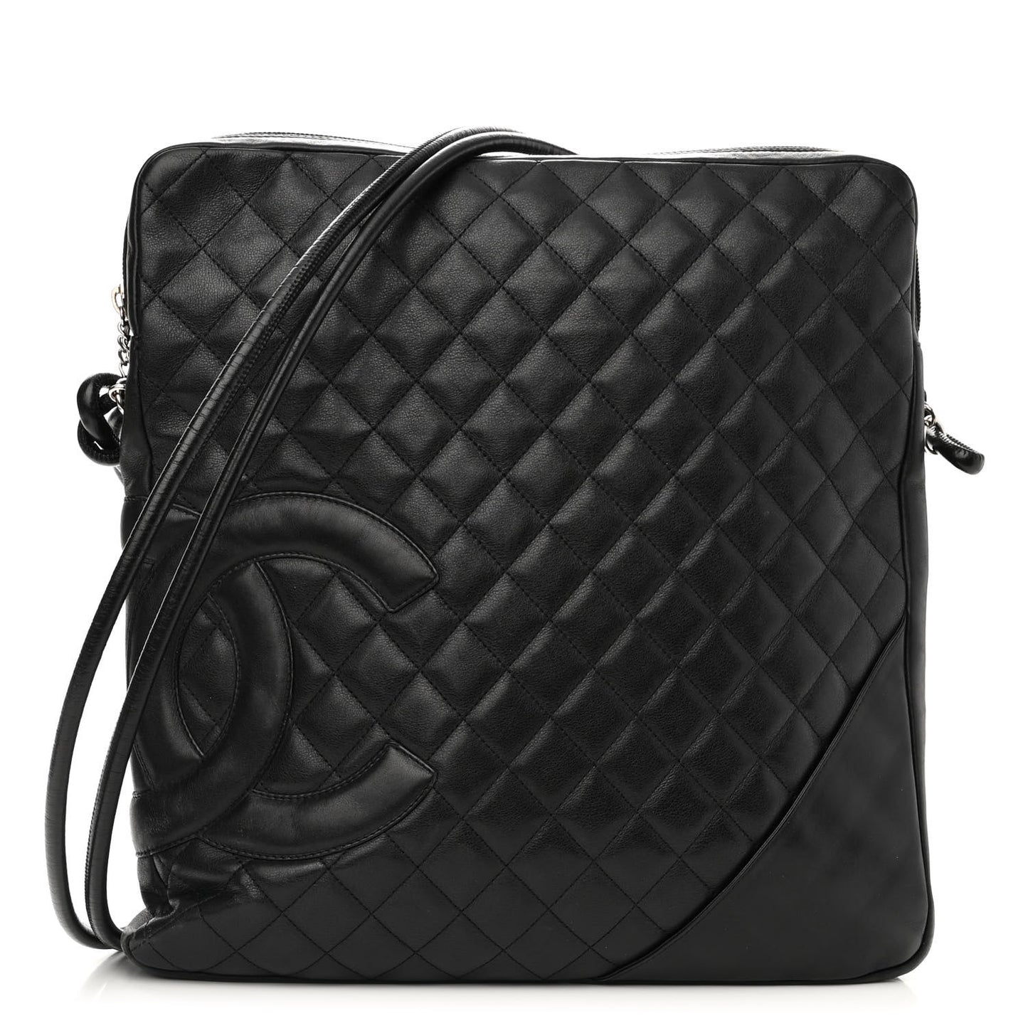 Calfskin Quilted Large Cambon Messenger Black