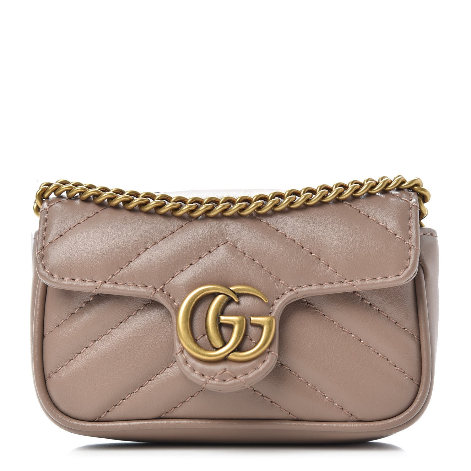 Gucci Calfskin Matelasse Heart GG Marmont 2.0 Coin Purse On A Chain Porcelain Rose 1 of 7