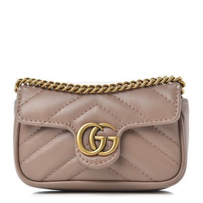 Gucci Calfskin Matelasse Heart GG Marmont 2.0 Coin Purse On A Chain Porcelain Rose 1 of 7