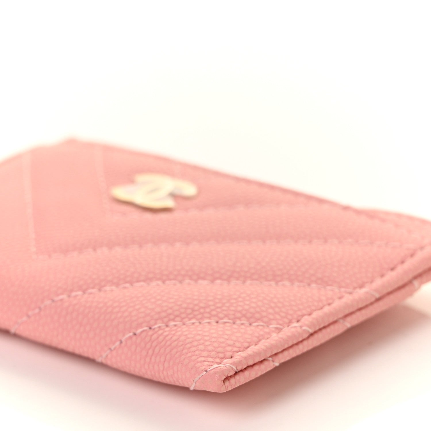 Chanel Caviar Chevron Quilted Card Holder Pink 10 of 11
