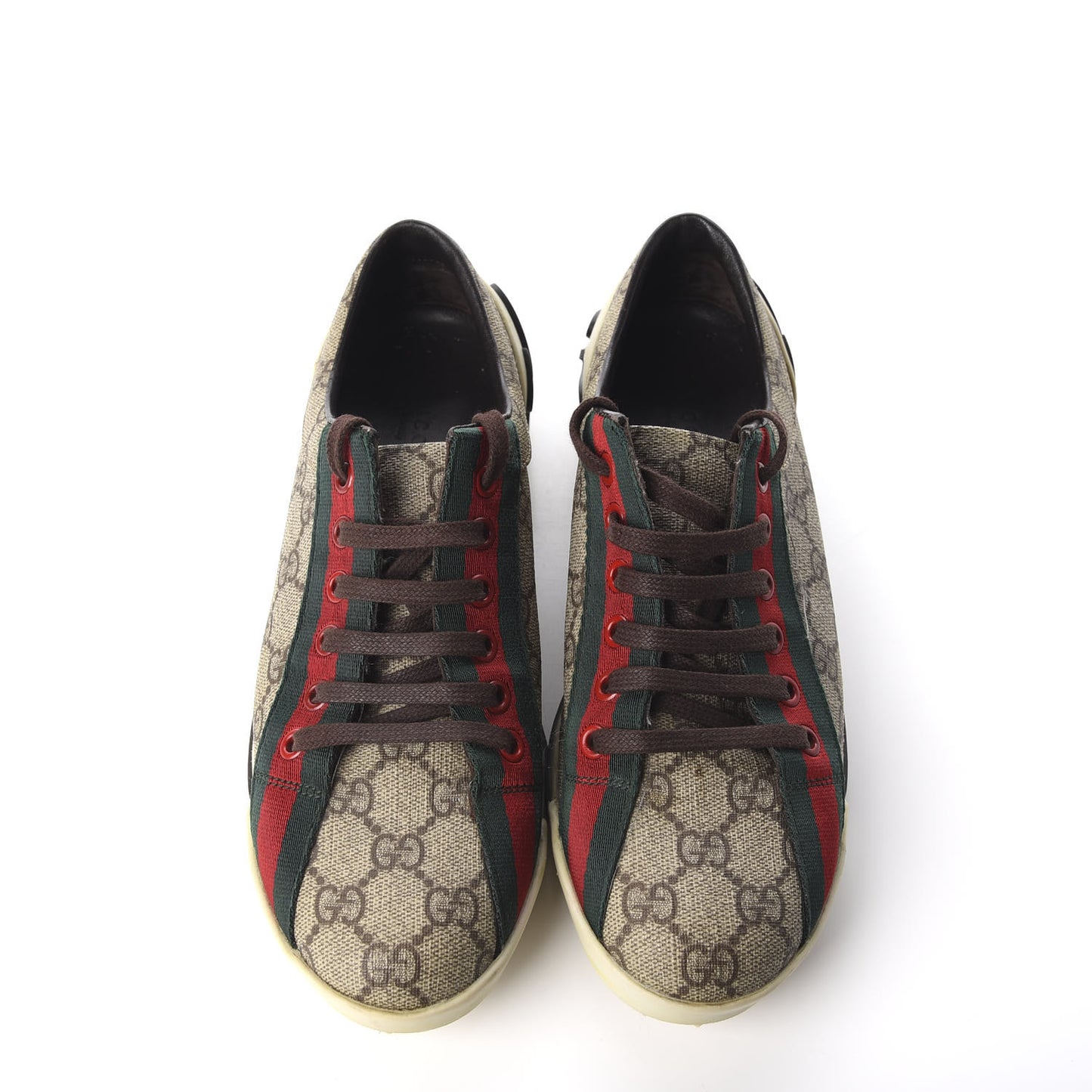 GG Monogram Web Womens Script Sneakers 38 Brown