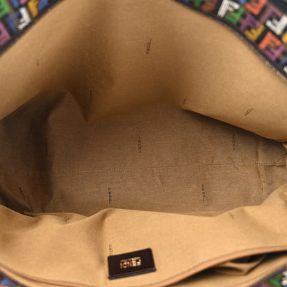 Fendi Zucca Spalmati Patent Zucchino Screen Print Medium Roll Tote Tobacco Multicolor Black 5 of 14
