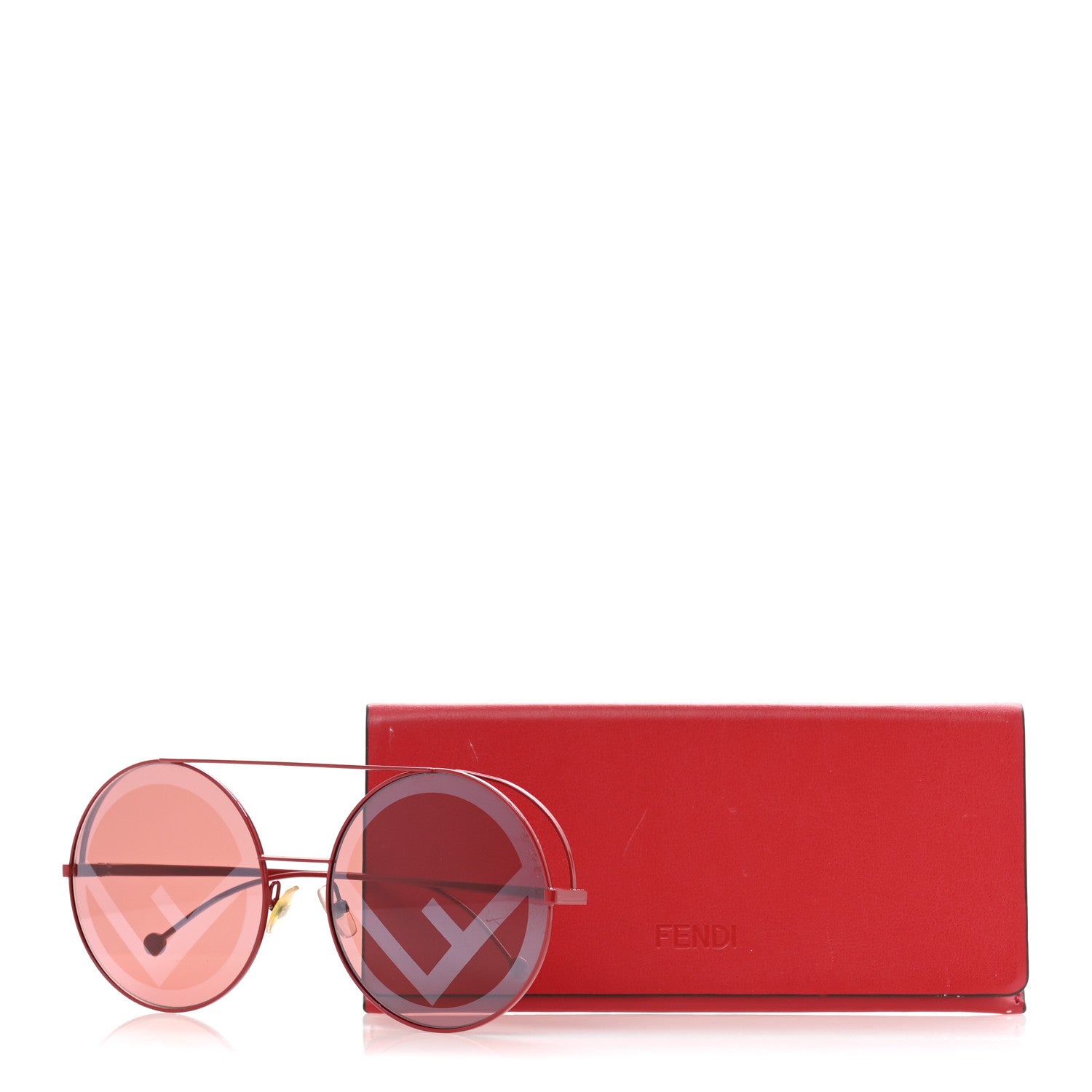 Fendi Metal F is Fendi Printed Run Away Round Frame Sunglasses FF 0285/S Red 8 of 8