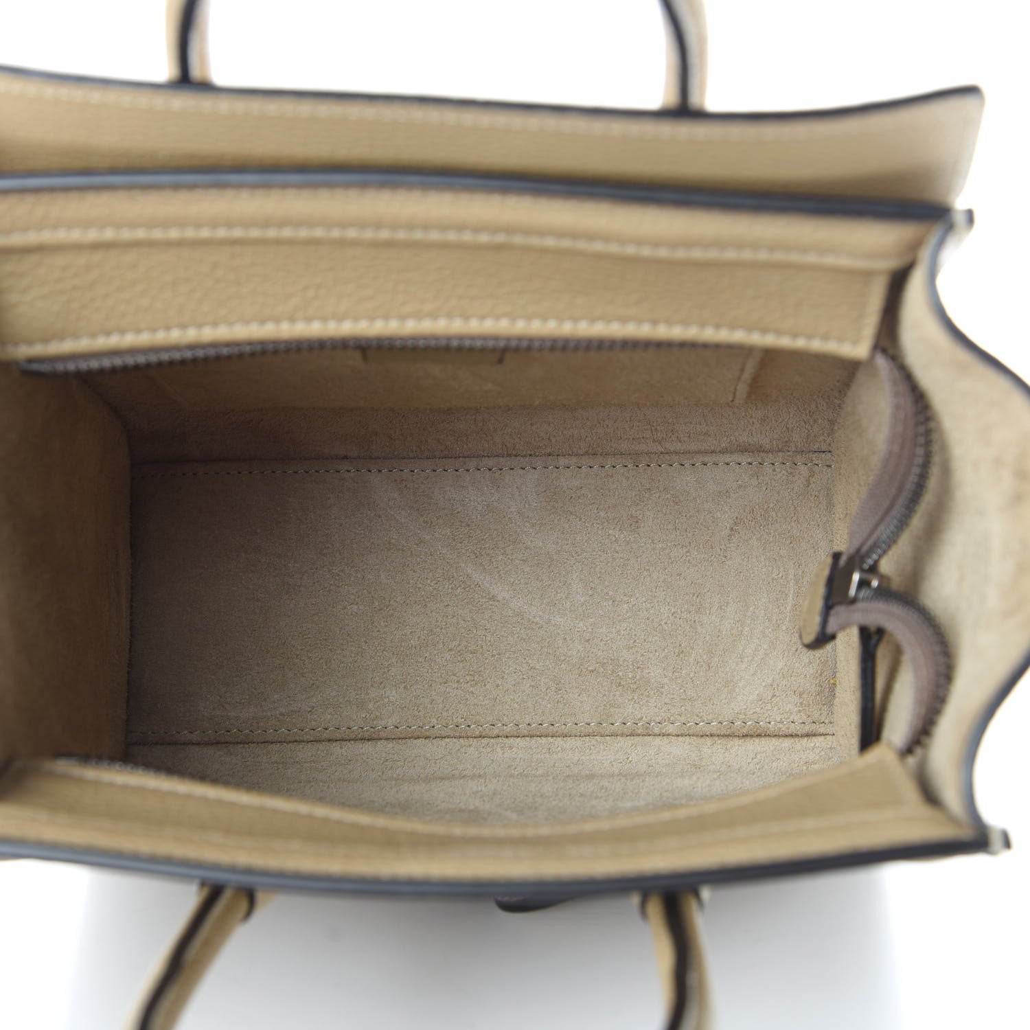 Celine Drummed Calfskin Nano Luggage Dune 6 of 12