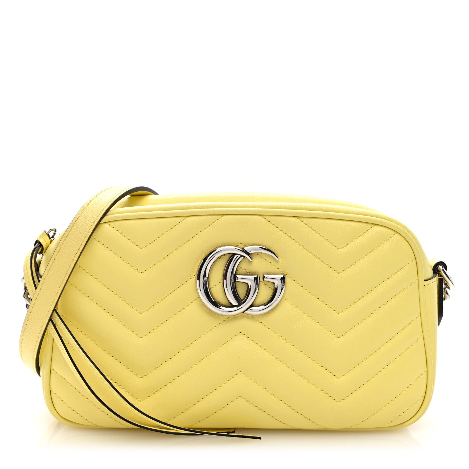 Gucci Calfskin Matelasse Small GG Marmont Chain Shoulder Bag Banana 1 of 10