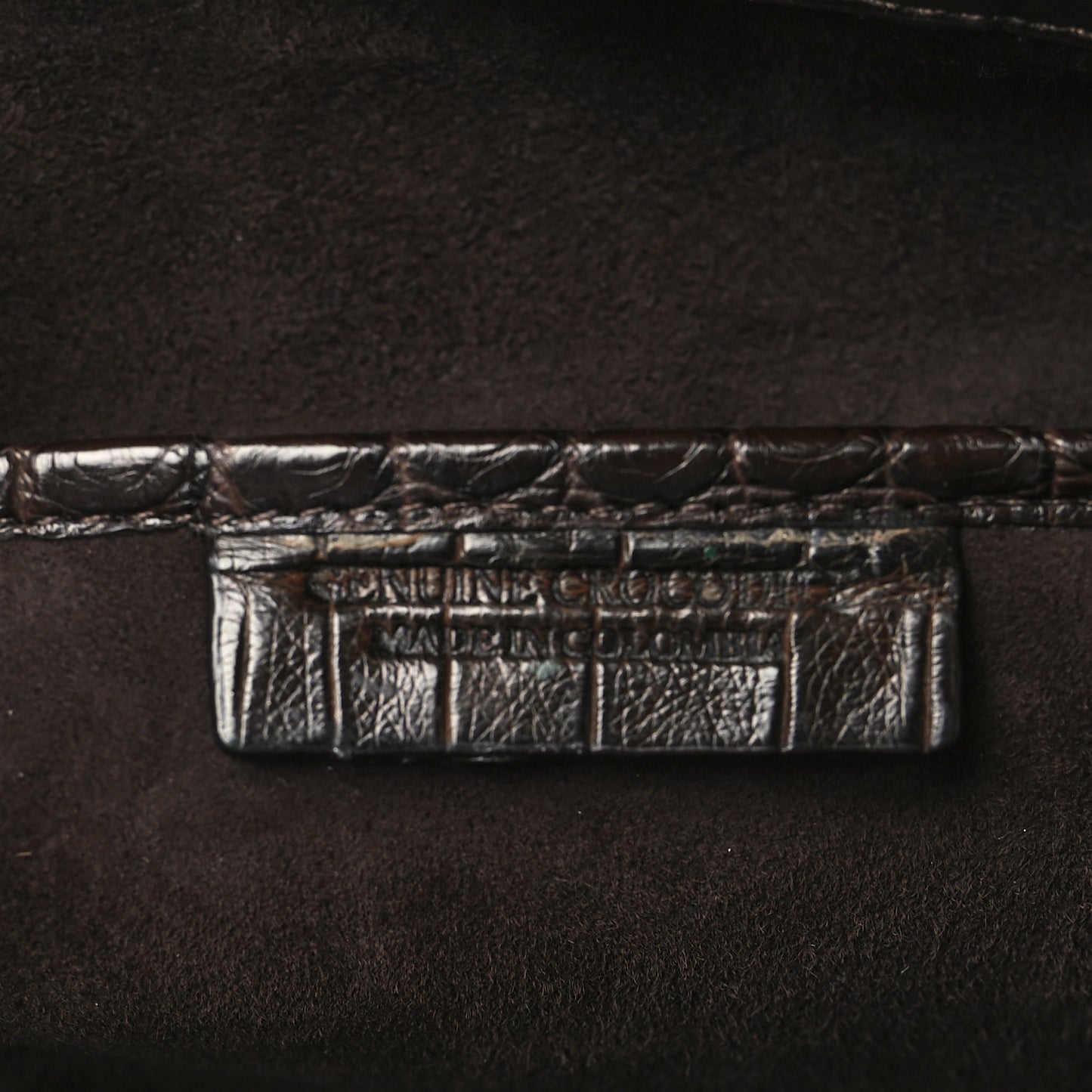 Crocodile Calf Hair Leopard Print Satchel Dark Brown