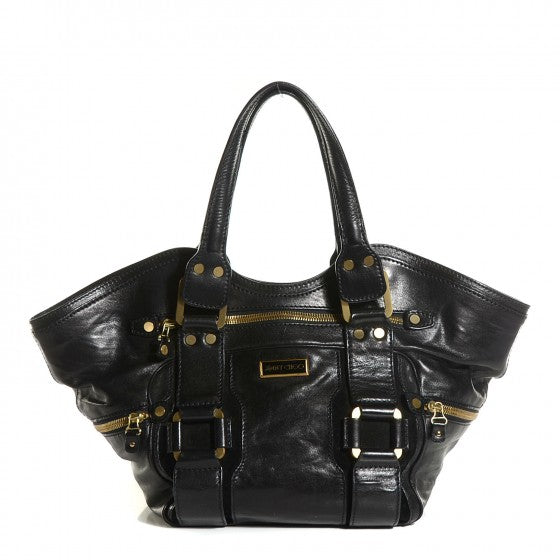 Jimmy Choo Calfskin Suede Marcia Tote Black 1 of 12
