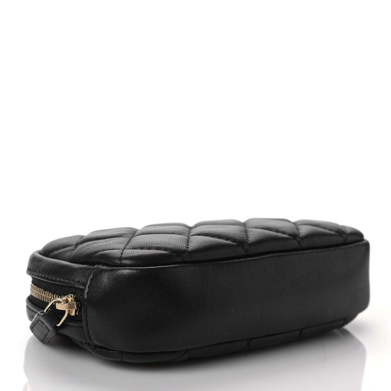 Chanel Lambskin Quilted Small Curvy Pouch Cosmetic Case Black 4 of 10