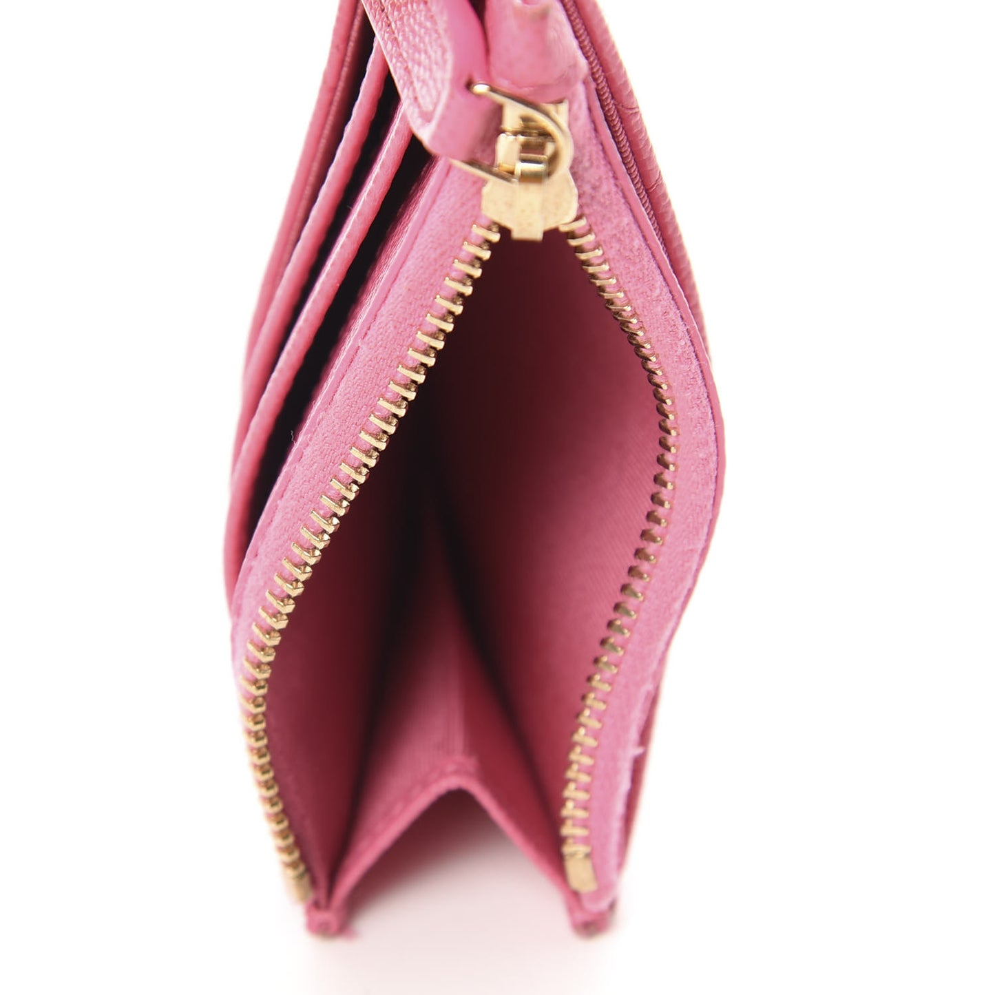 Caviar Quilted CC Zip Card Holder Pink