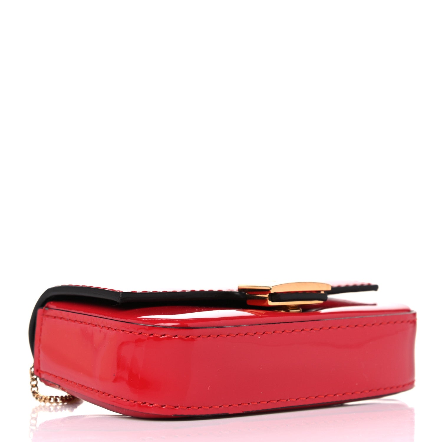 Fendi Vitello Vernice Mou Nano Baguette Charm Rosso Cardinale 4 of 9