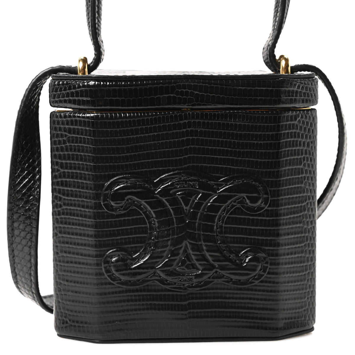 Lizard  Triomphe Mini Vanity Case Black