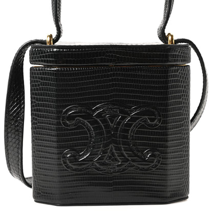 Celine Lizard  Triomphe Mini Vanity Case Black 6 of 8