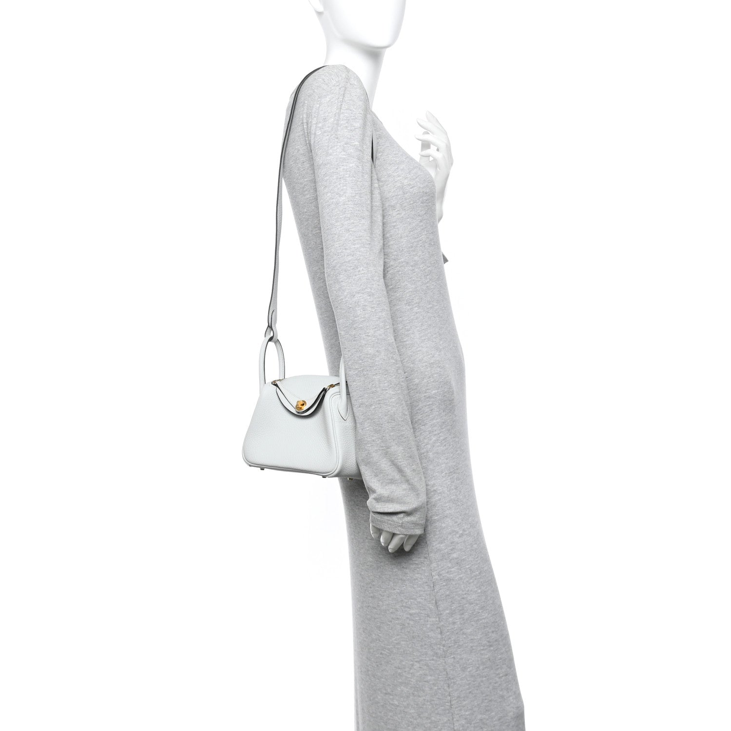 Hermes Taurillon Clemence Mini Lindy 20 Bleu Pale 2 of 11