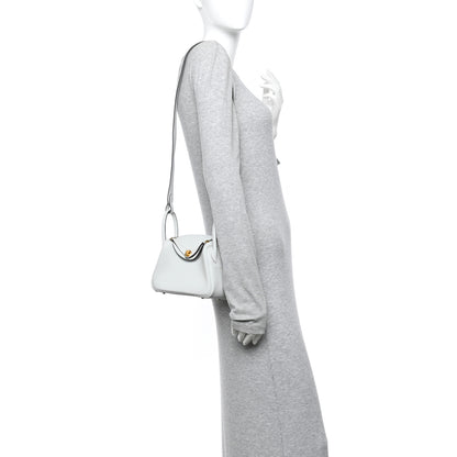 Hermes Taurillon Clemence Mini Lindy 20 Bleu Pale 2 of 11