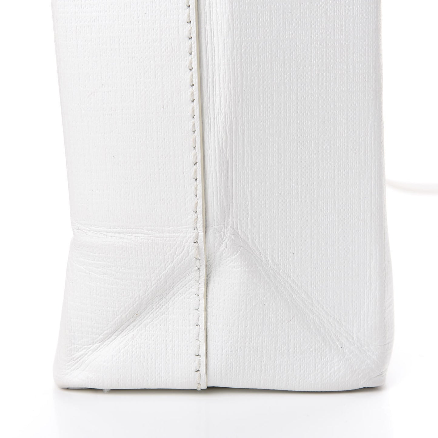 Squared Calfskin Logo Shopping Tote XXS White