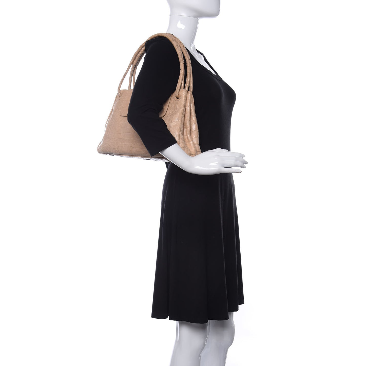 Crocodile Shoulder Bag Beige