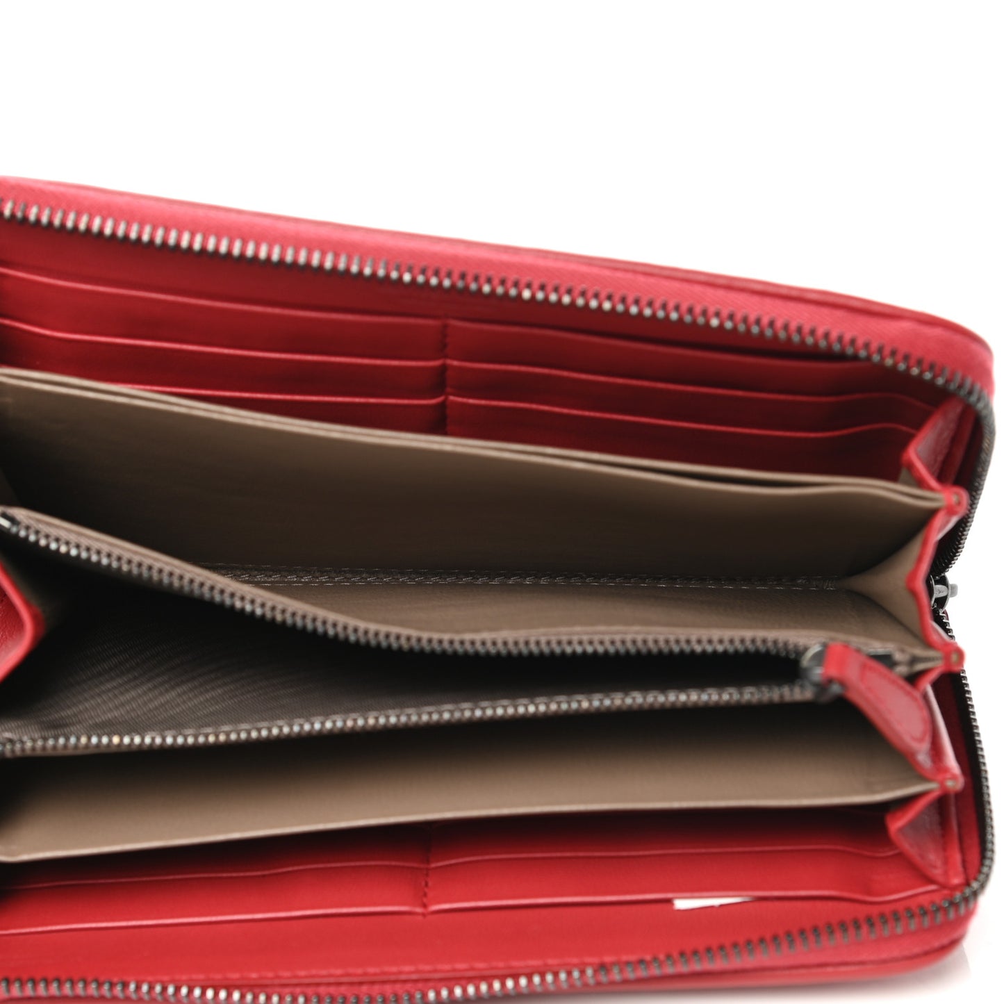 Intrecciato Zip Around Wallet Red