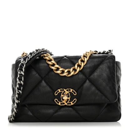 Chanel Shiny Goatskin Quilted Medium Chanel 19 Flap Black 1 of 10
