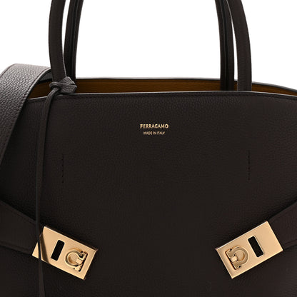 Salvatore Ferragamo Hammered Calfskin Medium Hug Bag Testa Di Moro Burnt Ocher 8 of 10