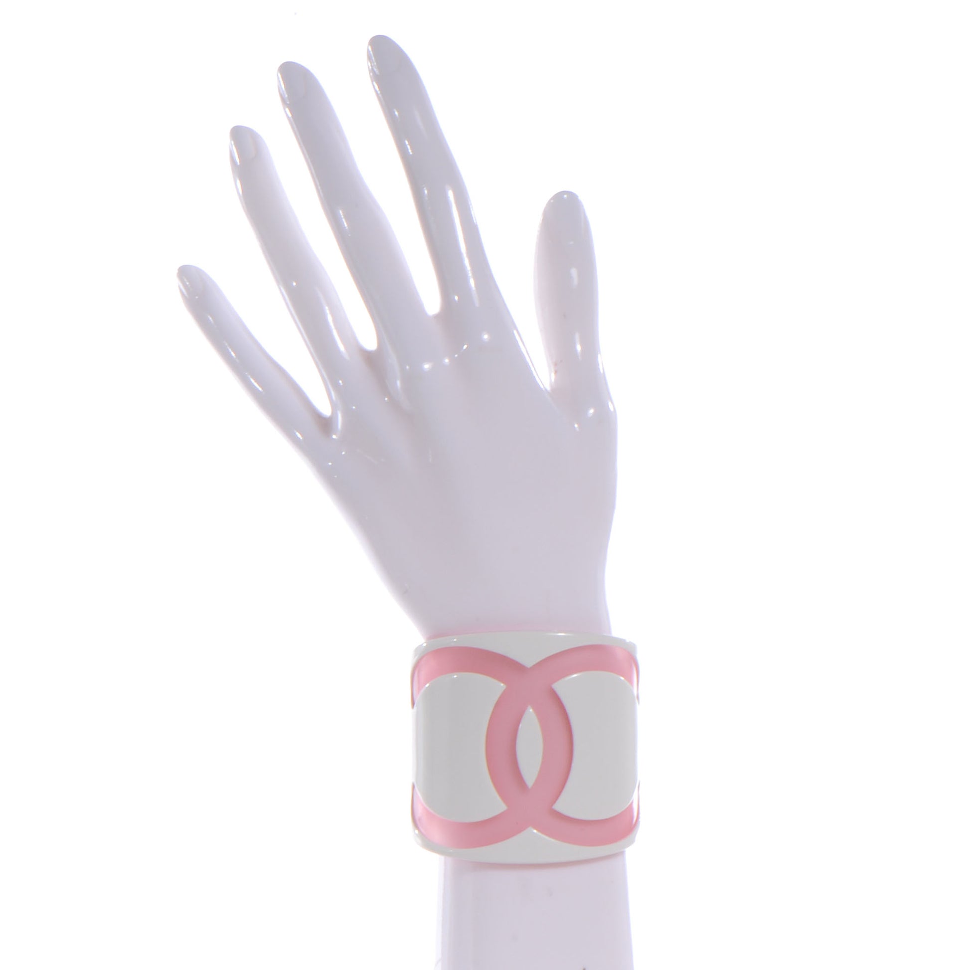 Chanel Resin CC Cuff White Pink XS 2 of 4