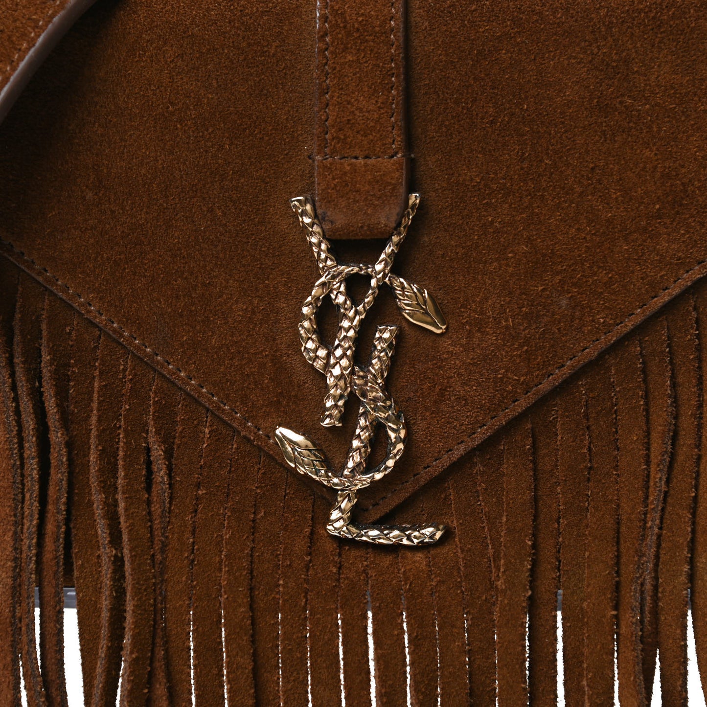Suede Fringe Baby Monogram Satchel Light Ocre