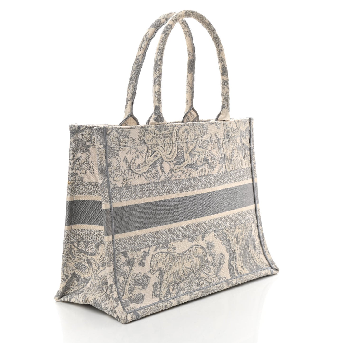 Canvas Embroidered Medium Dioriviera Toile De Jouy Book Tote Gray