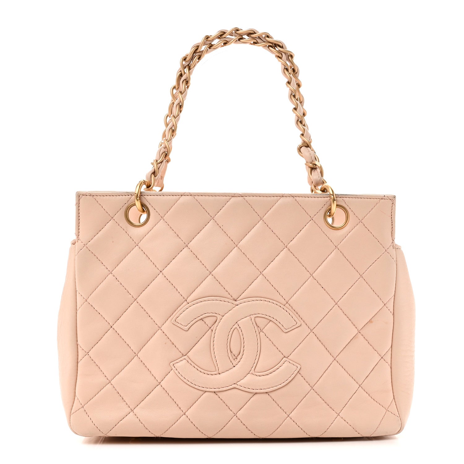 Chanel Lambskin Quilted Petit Timeless Shopping Tote PTT Beige 1 of 13