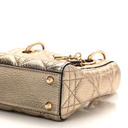 Christian Dior Metallic Grained Calfskin Cannage Mini Supple Lady Dior Pale Gold 6 of 6