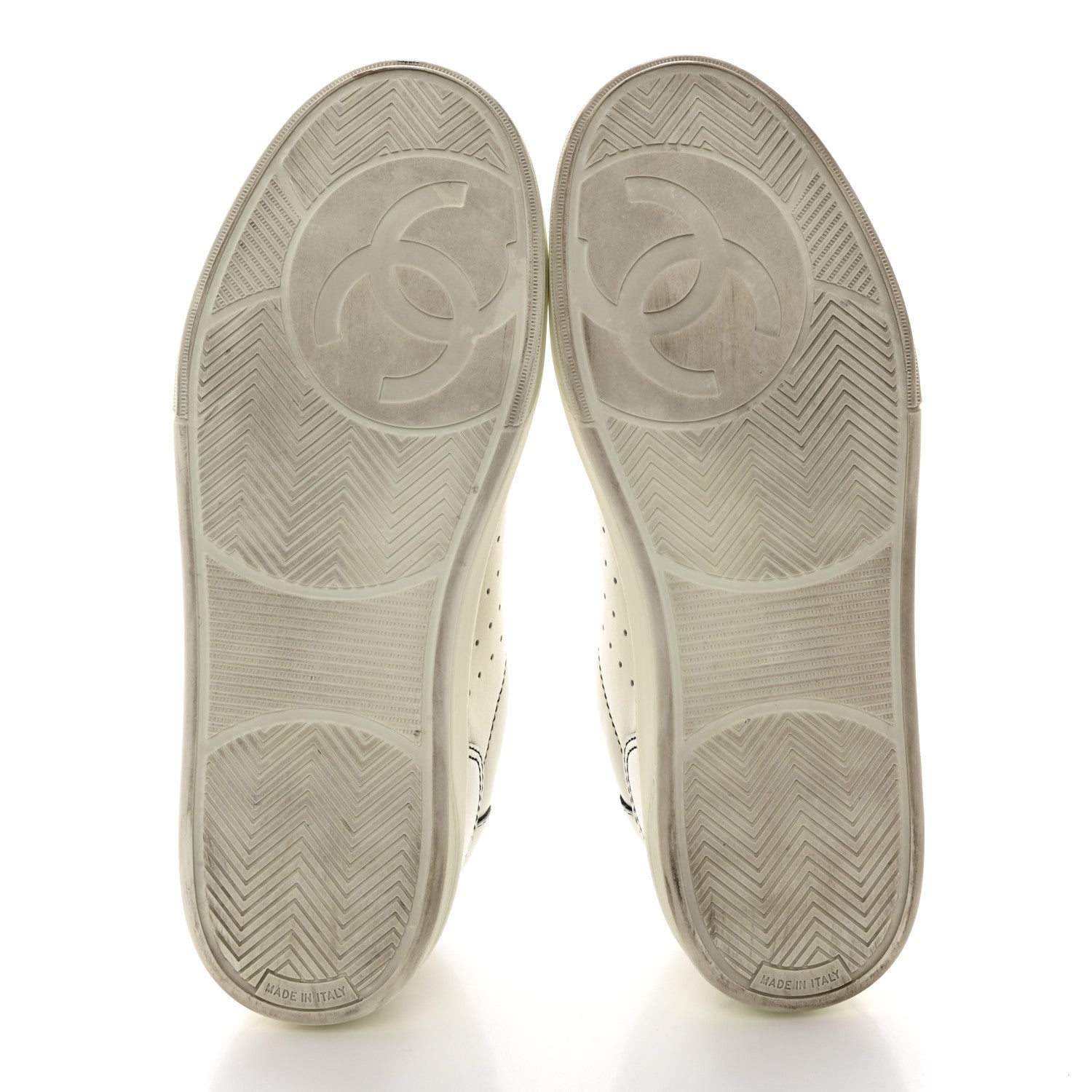 Chanel Calfskin Womens Logo Sneakers 39 White Black 5 of 10