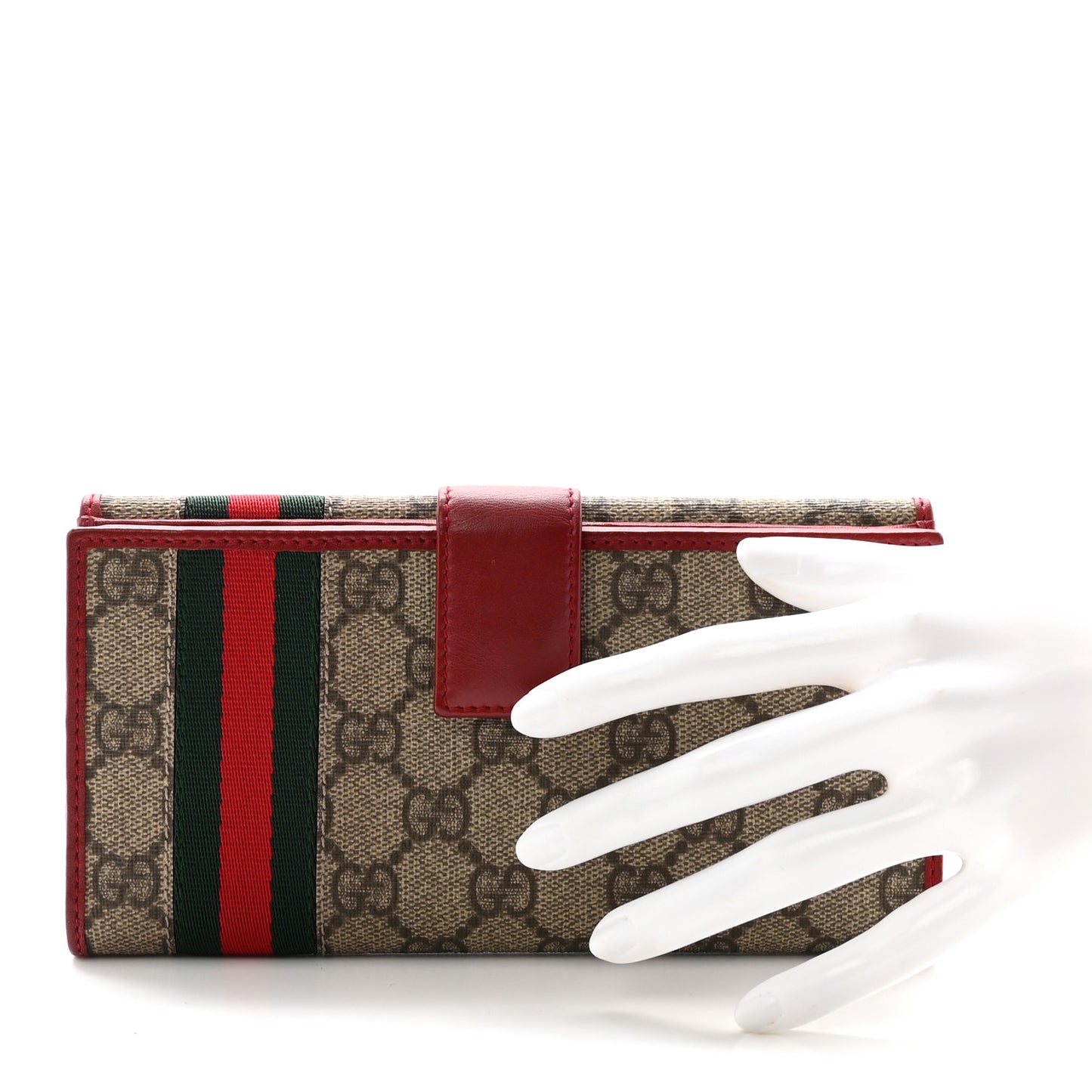 GG Supreme Monogram Web Continental Wallet Red