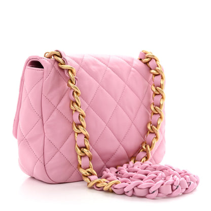 Chanel Lambskin Quilted Small Lacquered Chain Flap Pink 3 of 12