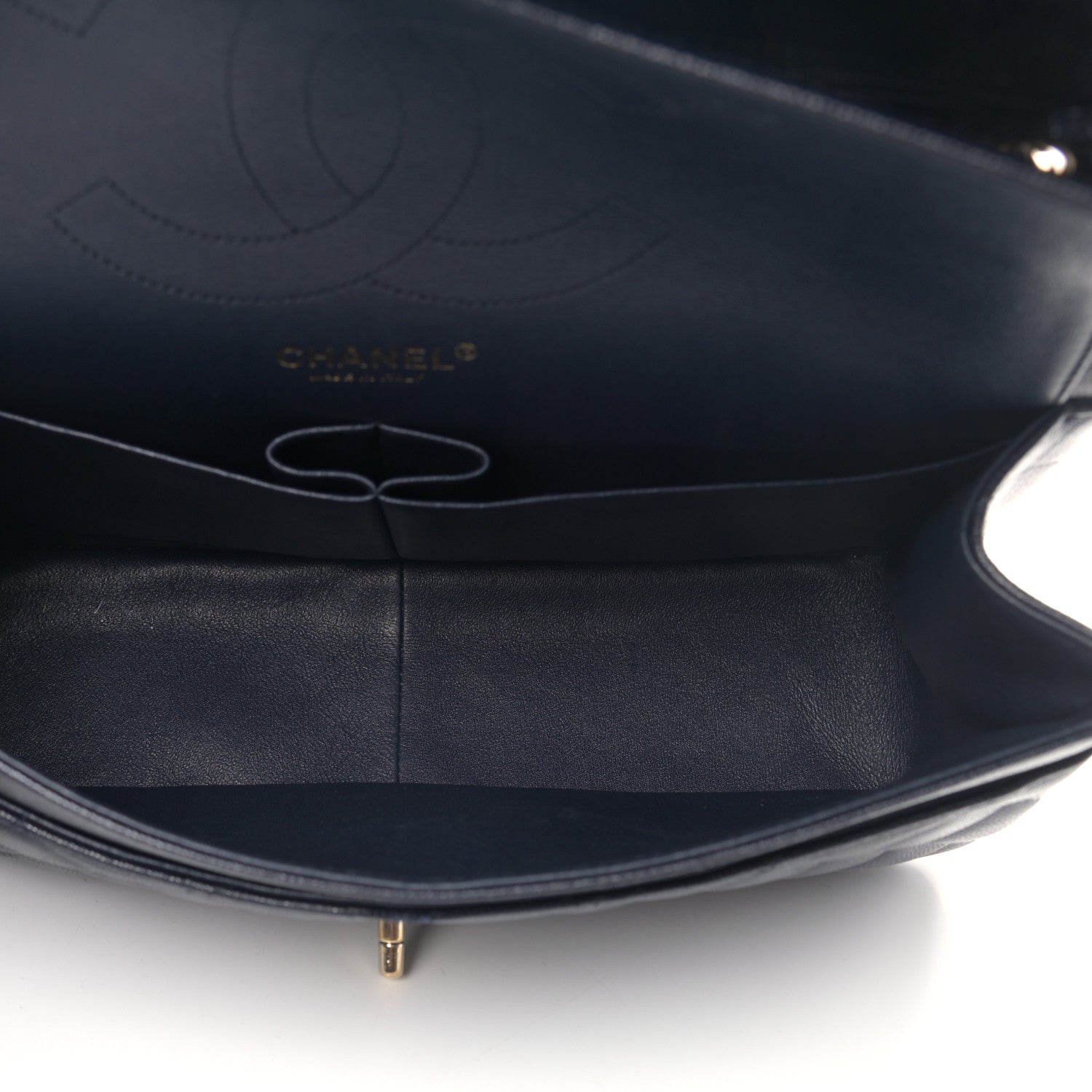 Chanel Caviar Quilted Jumbo Double Flap Navy Blue 4 of 10