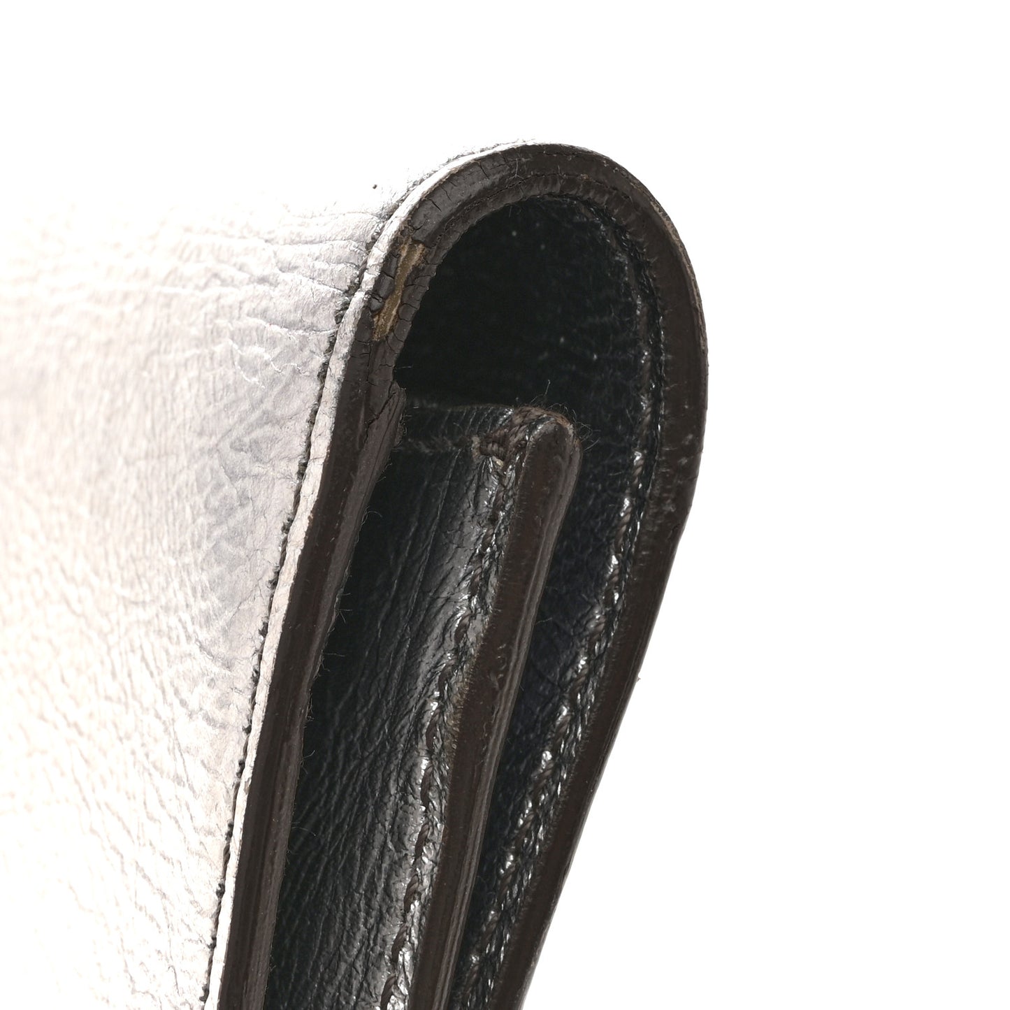 Metallic Calfskin Large Belle De Jour Clutch Dark Silver