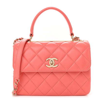 Chanel Lambskin Quilted Small Trendy Chain CC Flap Dual Handle Bag Coral 1 of 11