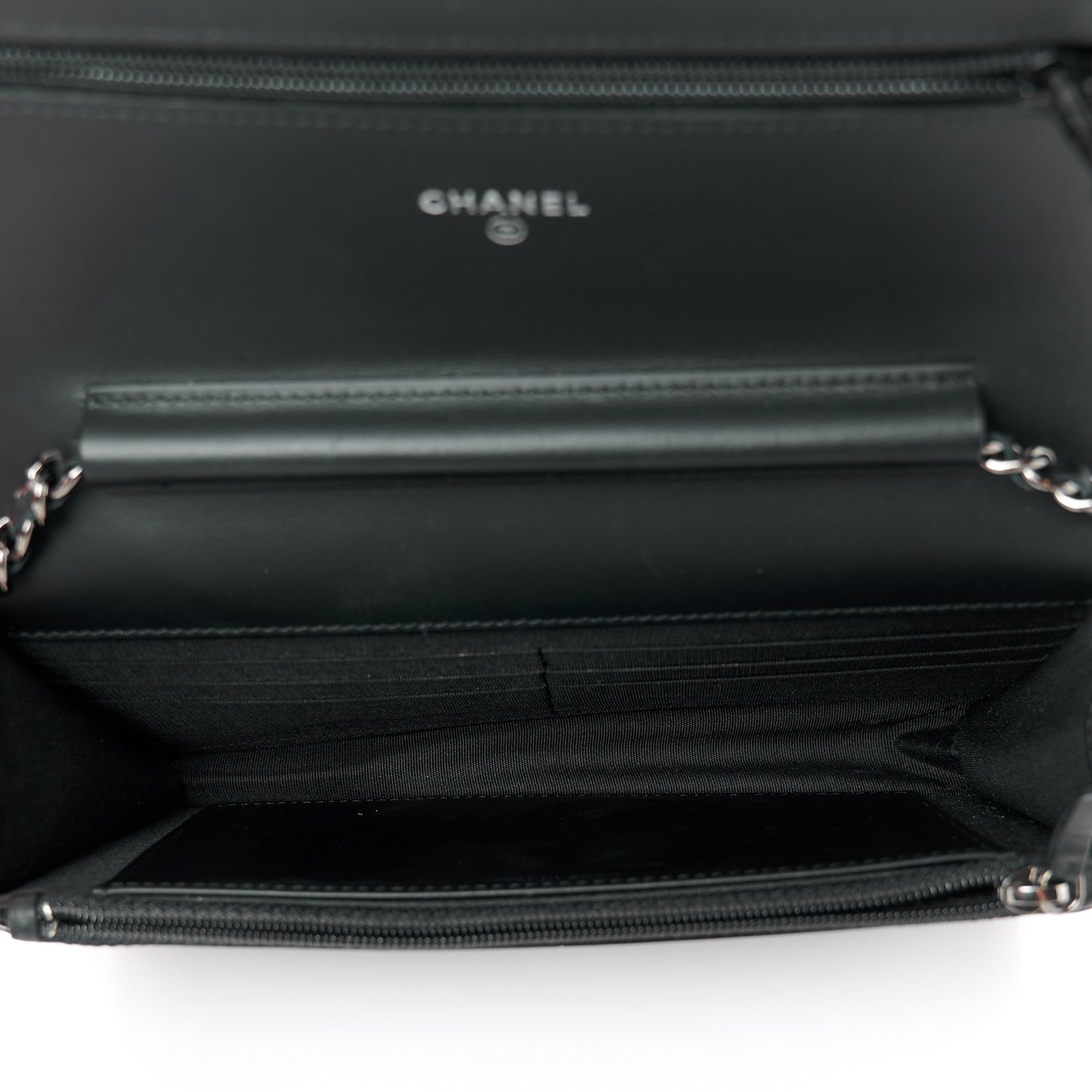 Patent Quilted Brilliant Wallet On Chain WOC Black